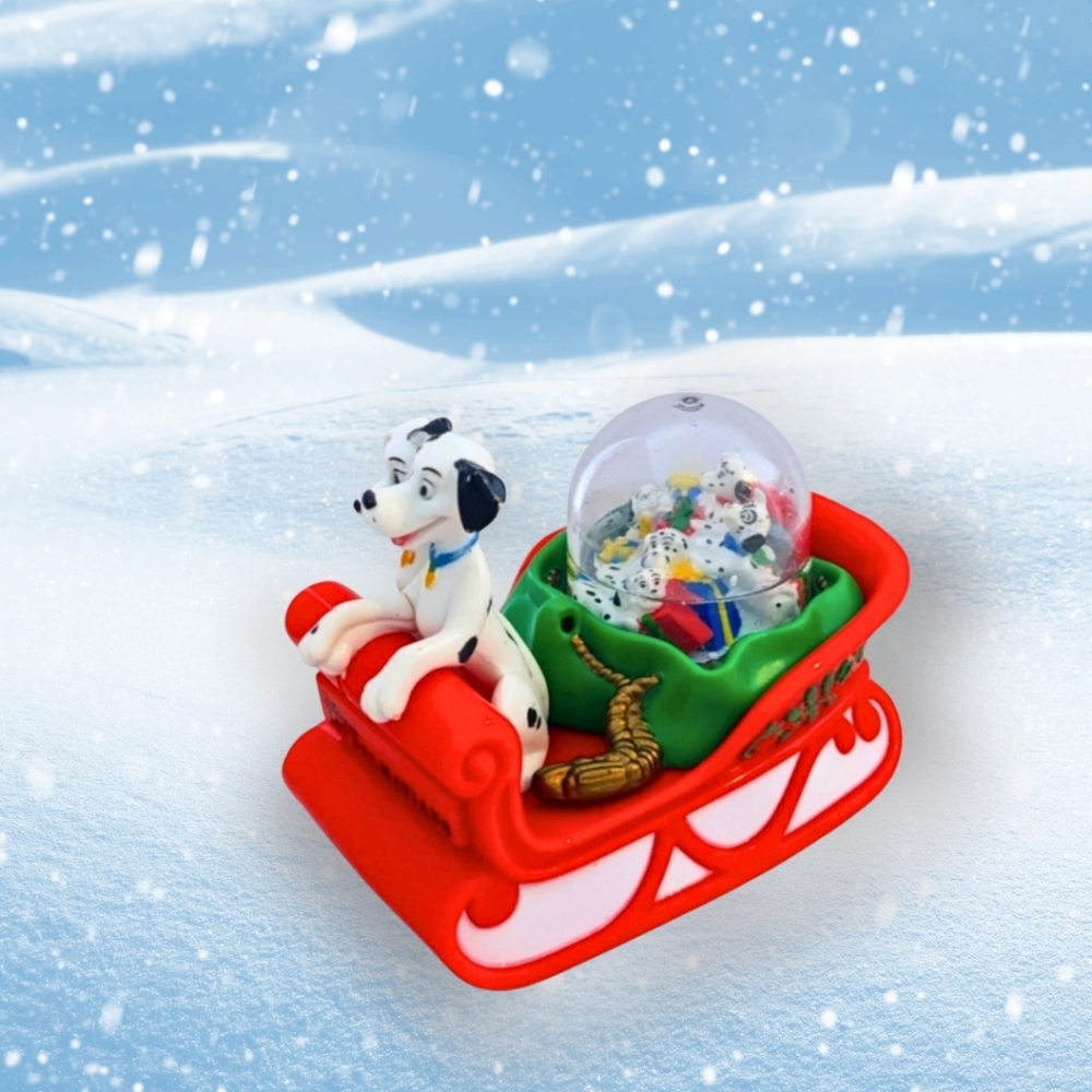 1996 McDonald's Toys | Disney 101 Dalmatians Snow Globe Sleigh